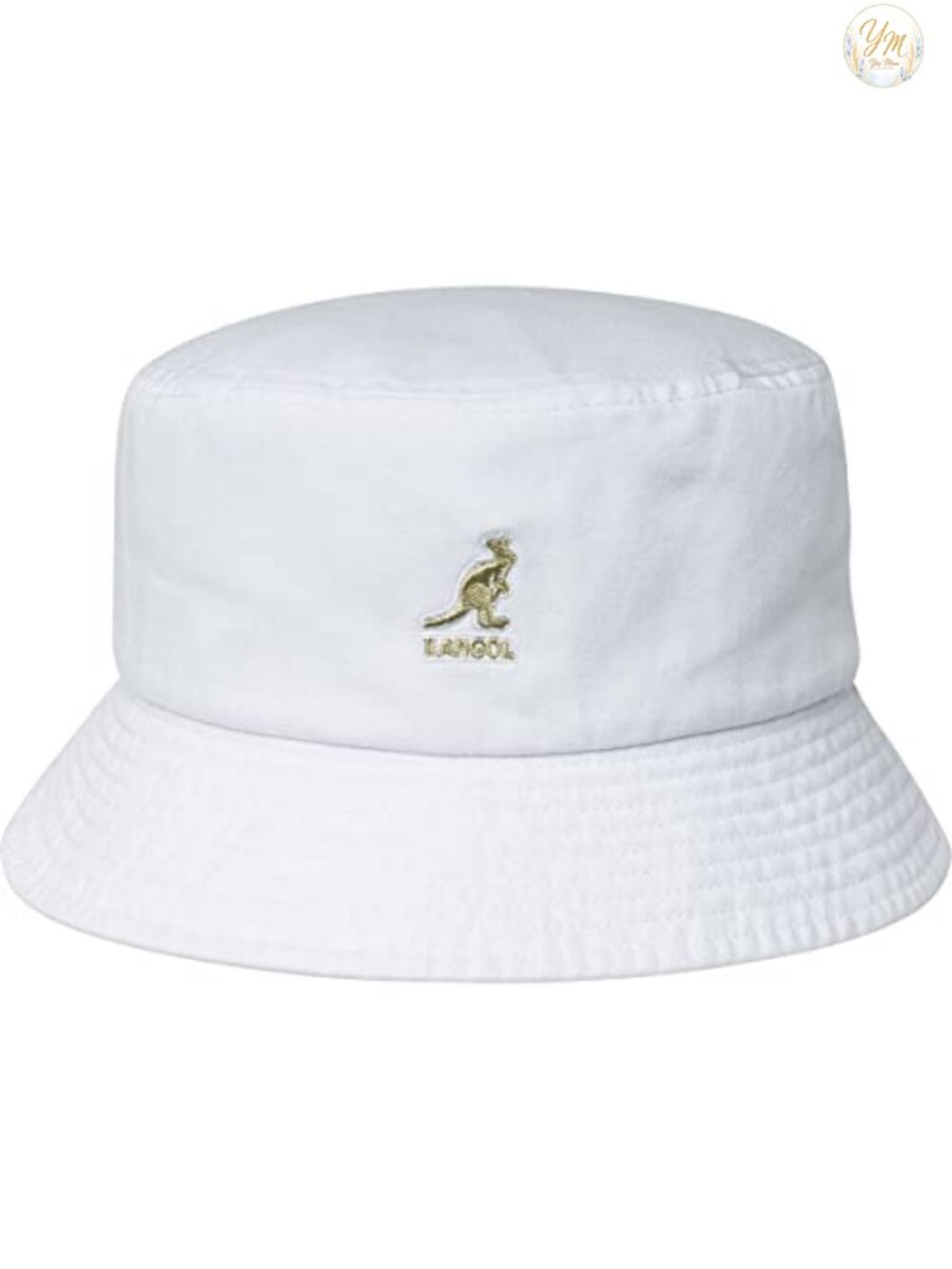 Washed Cotton Bucket Hat with Flat Crown and Wide Brim (2 1/4")